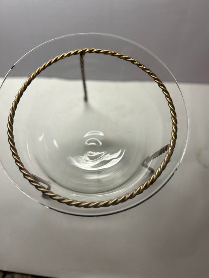 Glass potpourri/fruit bowl w/ Gold Braided Metal Stand
