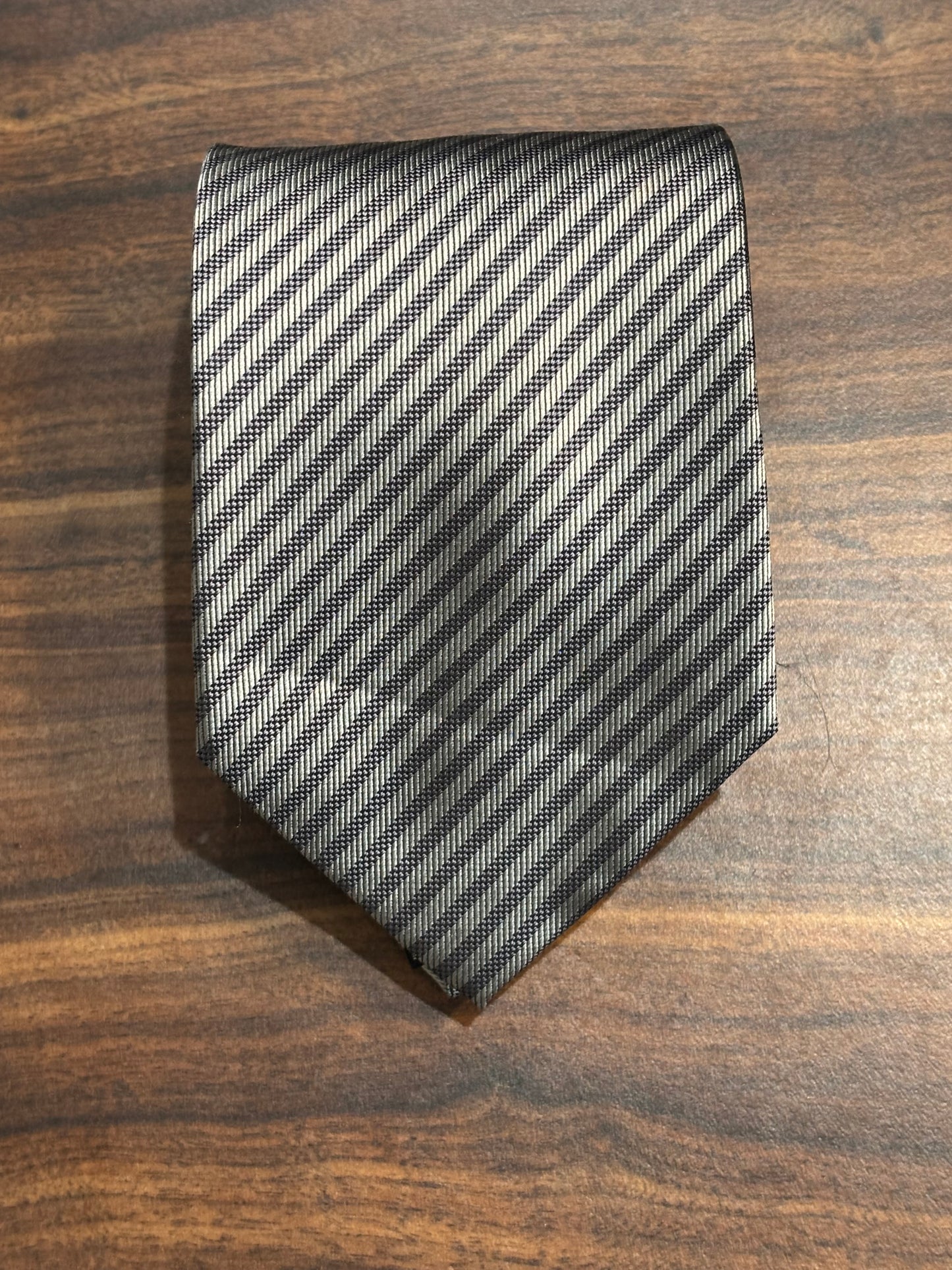 Twinhill Stain Resistant Gray Striped Tie 100% Silk 57”