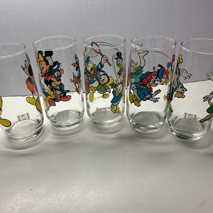 Vintage Disney Characters Micky and Friends Glasses 12oz (Set of 5)