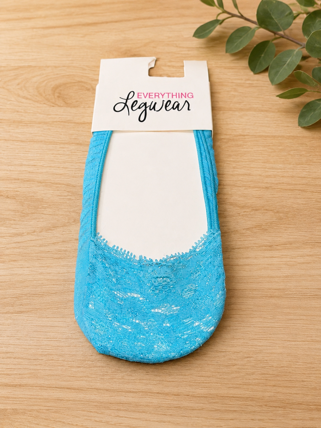Aqua blue lace pattern women’s no show socks by Legwear