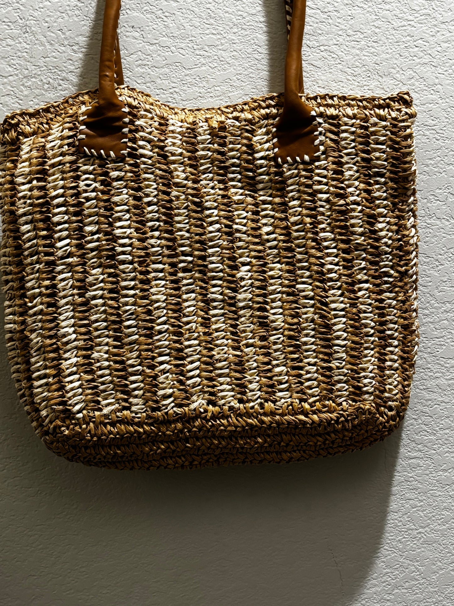 Straw Studios striped weave handbag size large