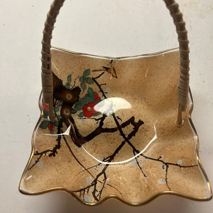 Asian delicate trinket dishes with handle set of 2