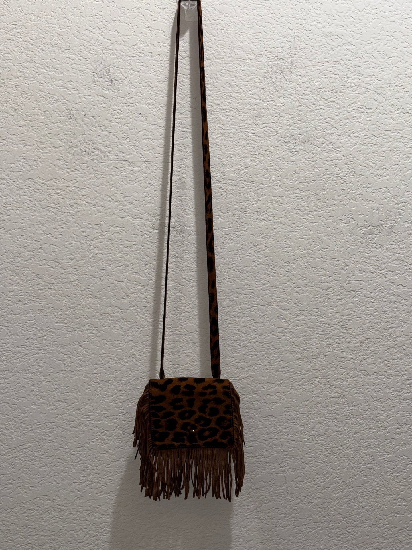 Women’s leopard fringe mini cross bag
