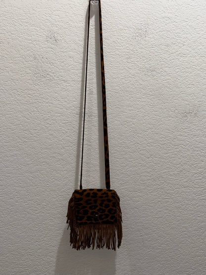 Women’s leopard fringe mini cross bag