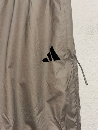 Adidas Nylon beige convertible zip off jogger pants