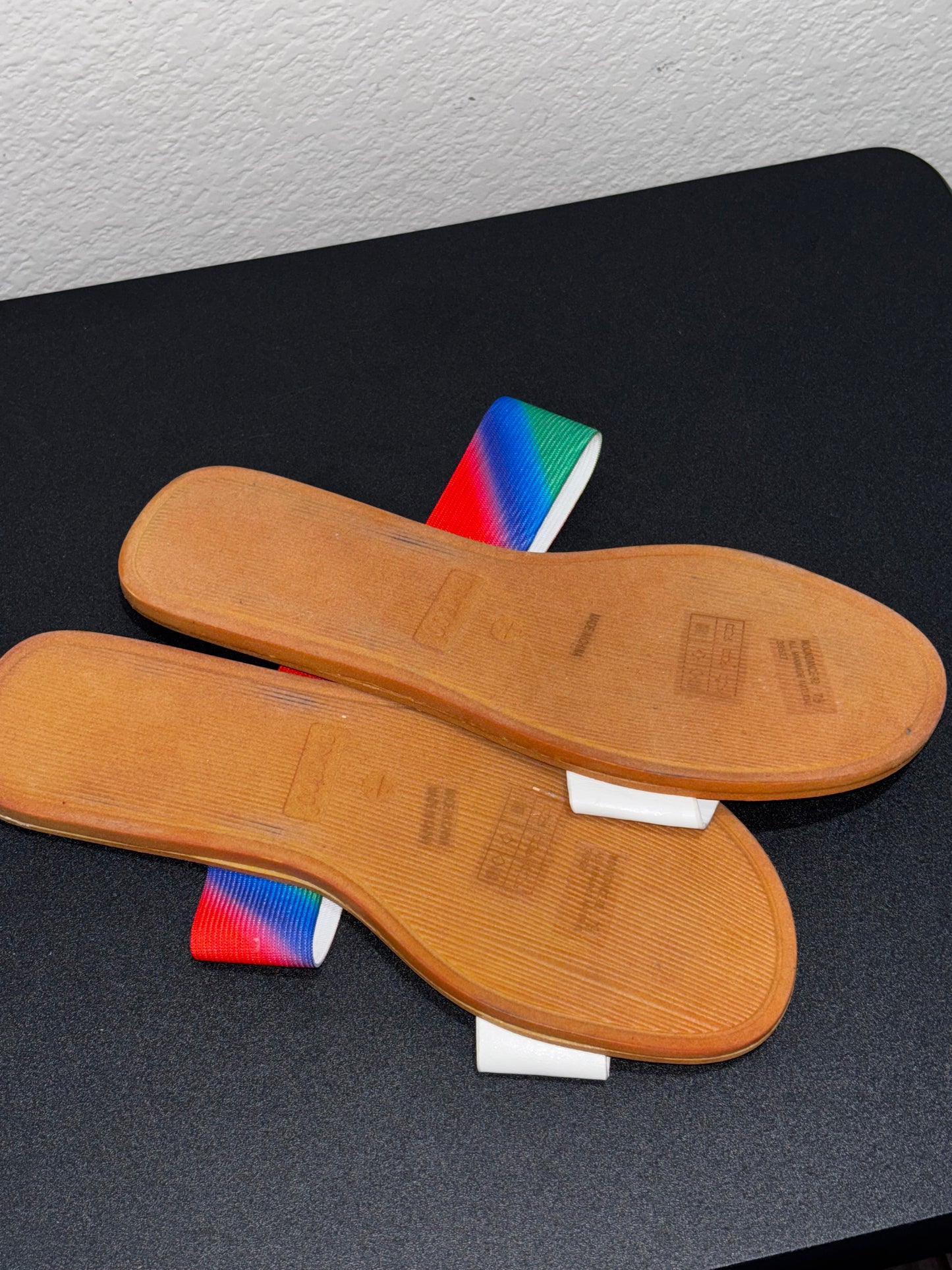 White and Rainbow Striped Sandals Women’s size 7.5