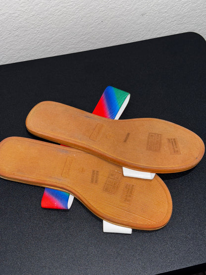 White and Rainbow Striped Sandals Women’s size 7.5
