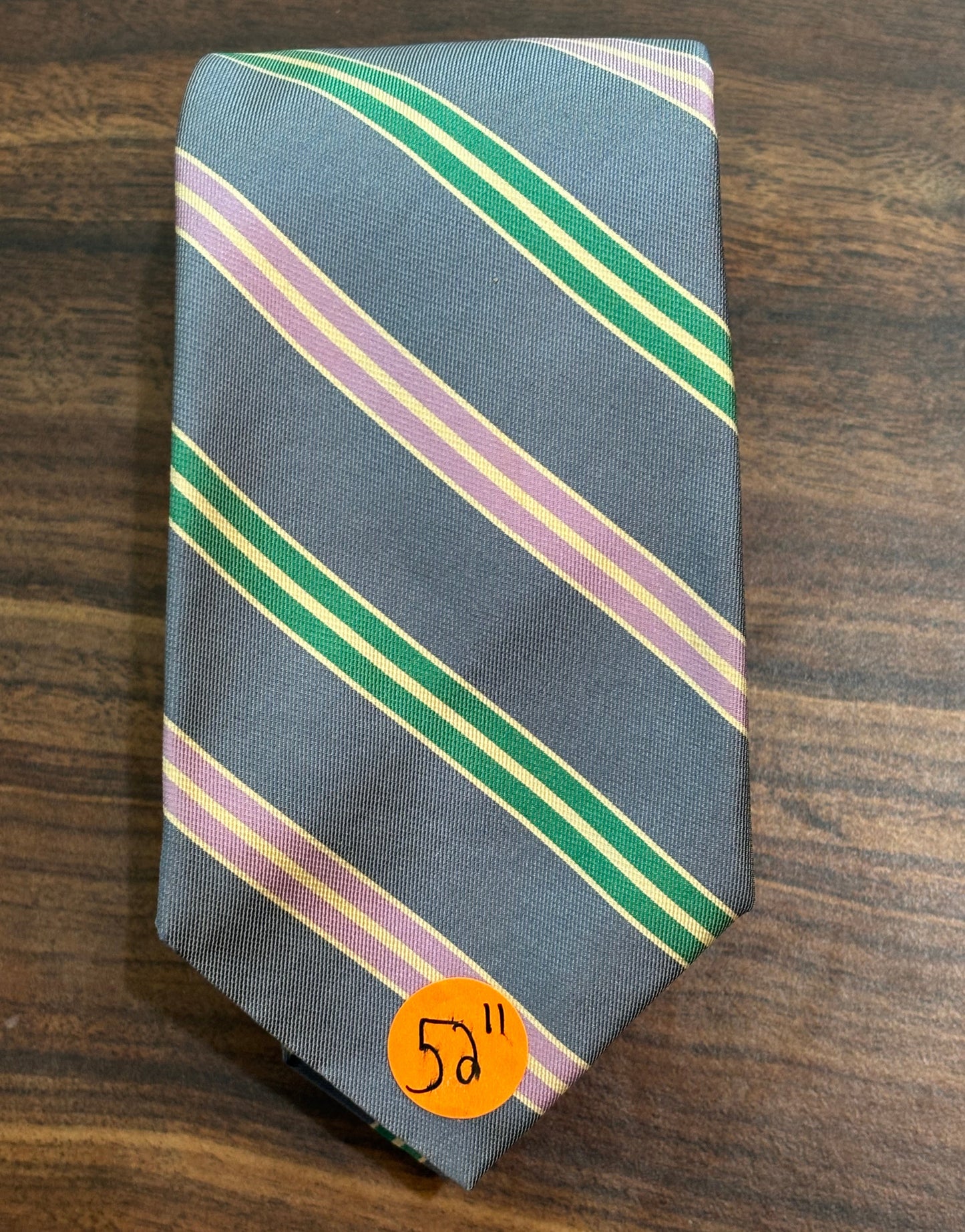 Outfitters Gray w/ Green Red Stripes Tie 100% Silk 56”