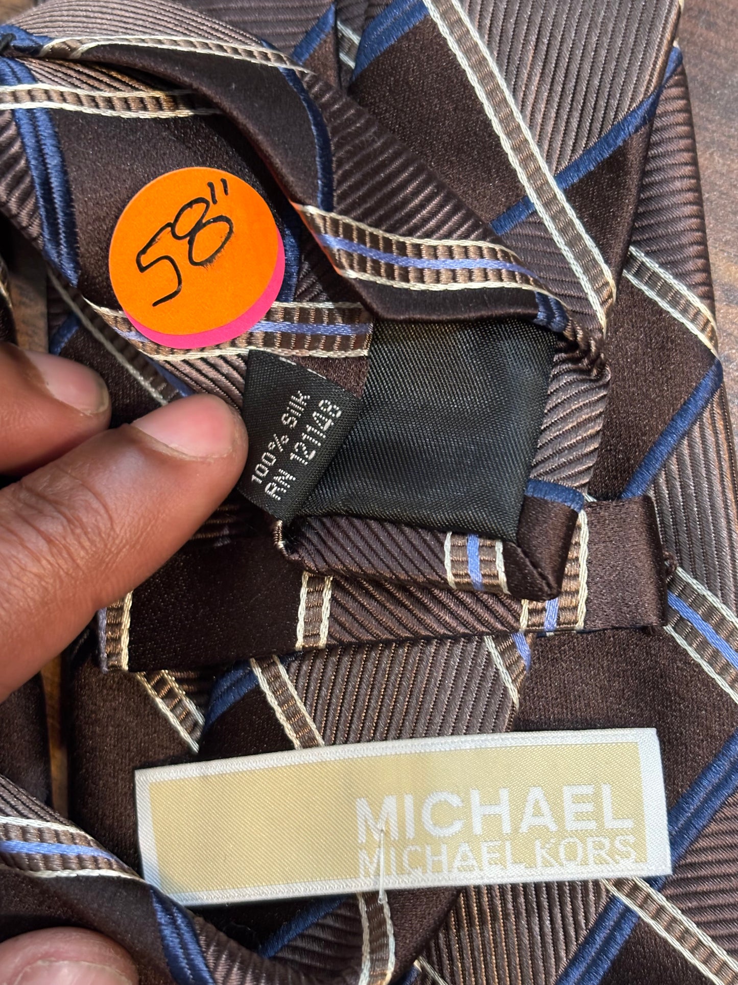 Michael Kors Brown Tie 100% Silk 58”