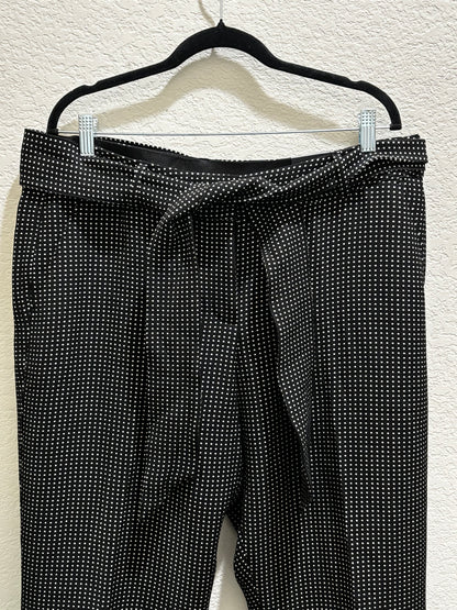 Lane Bryant Black Polka Dot Wide Leg Trouser Pants with Belt size 16