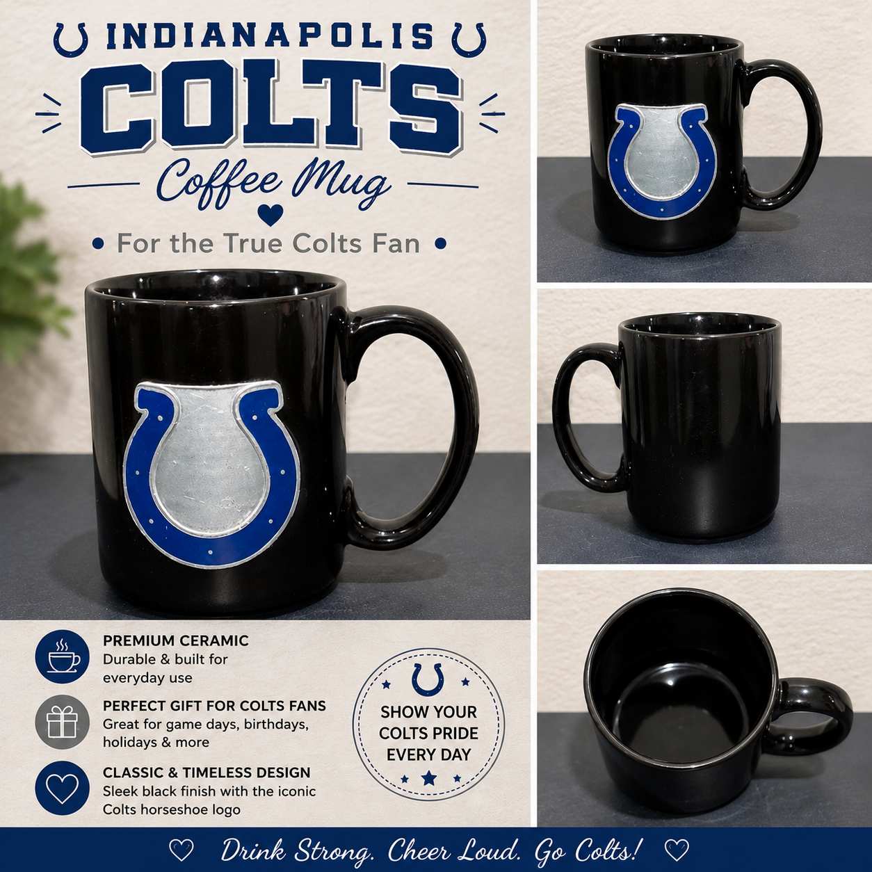 Indianapolis Colts black coffee mug
