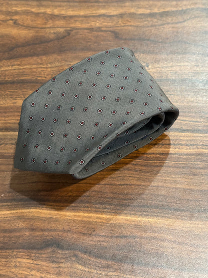 Krugs Gray Tie w/ Red polka Dots 70% Silk 30% Wool