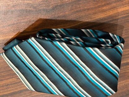 Stafford Essentials Turquoise Striped Tie 100% Polyester 59”