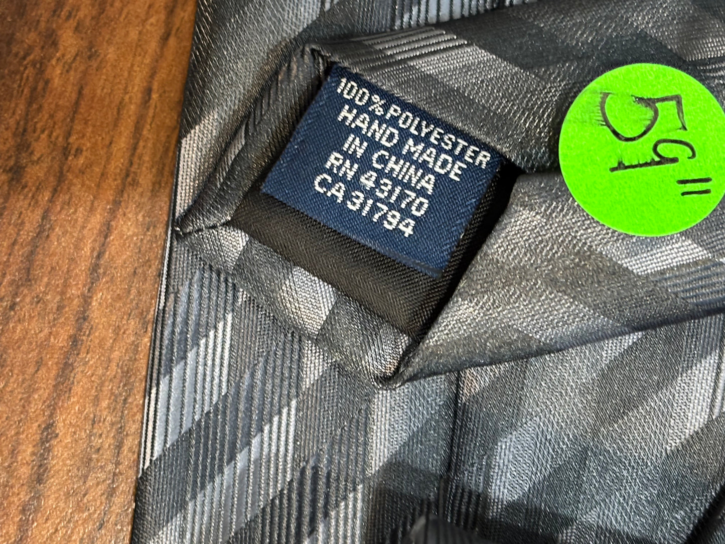 John Ashford Black/Gray Shiny Geometric Tie 100% Polyester 59”