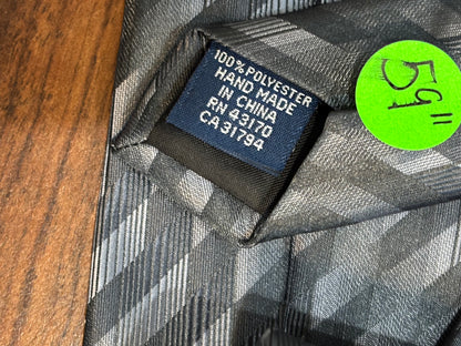 John Ashford Black/Gray Shiny Geometric Tie 100% Polyester 59”