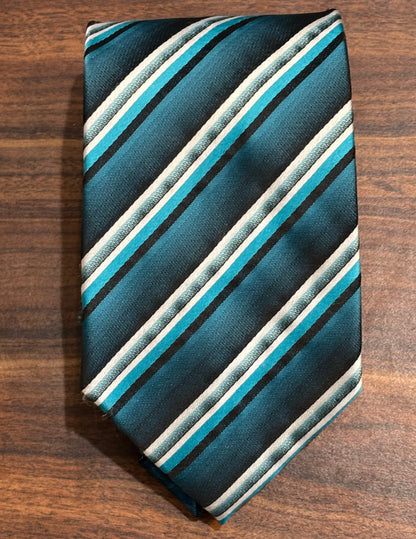Stafford Essentials Turquoise Striped Tie 100% Polyester 59”