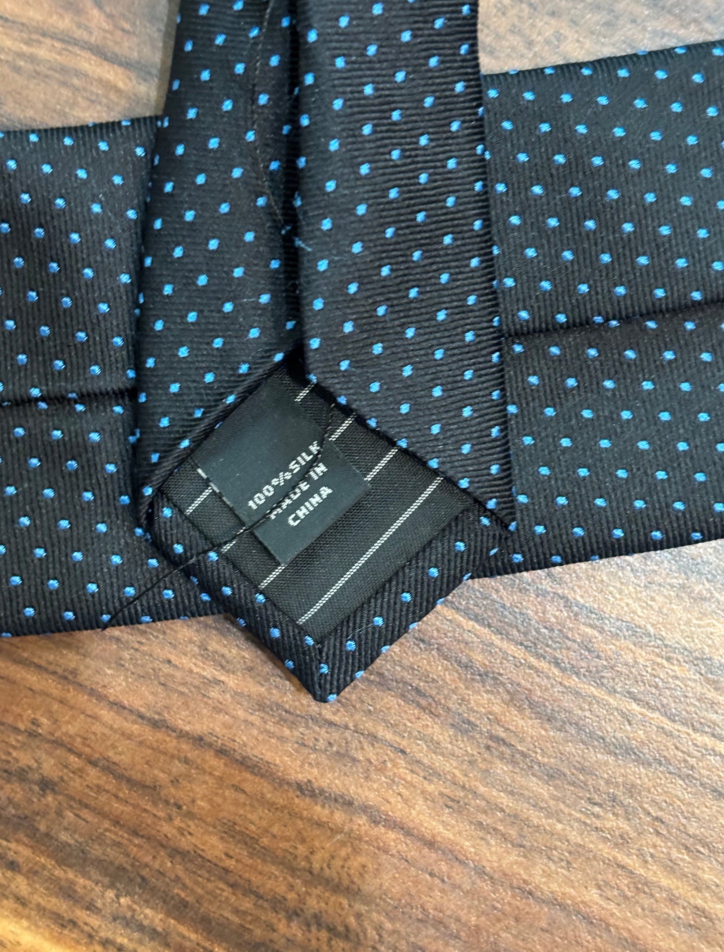 Black w/ Polka Dots Tie 100% Silk 50”