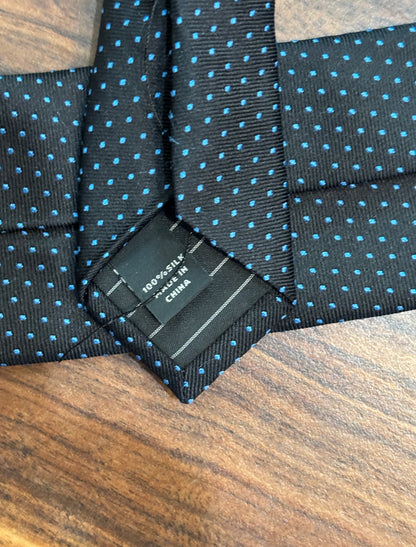 Black w/ Polka Dots Tie 100% Silk 50”