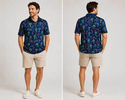 Chubbies Men’s Blue with Pink Flamingo and Martini Design size XXLarge