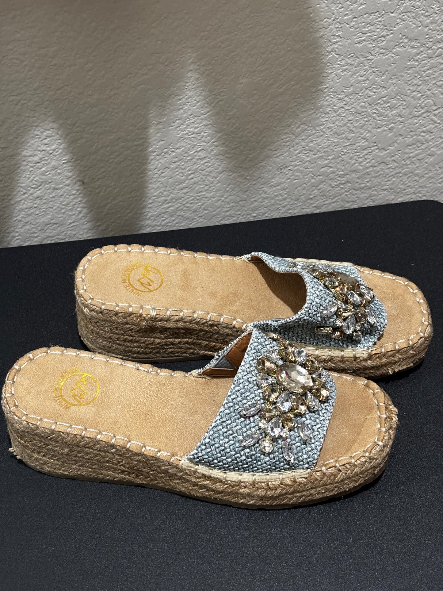 White Mountain Women’s Jean Jewel Embellished Wedge Espadrille Shoes size 8