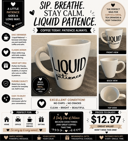Ceramic Mug White “Liquid Patience”