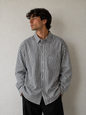 Chaps Black White Striped Button Down Long Sleeve Shirt Men size 18.5 36-37