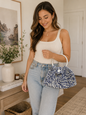 Handmade, crochet, blue and white handbag with matching wallet