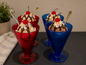Blue and red plastic ice cream cups set of four ￼