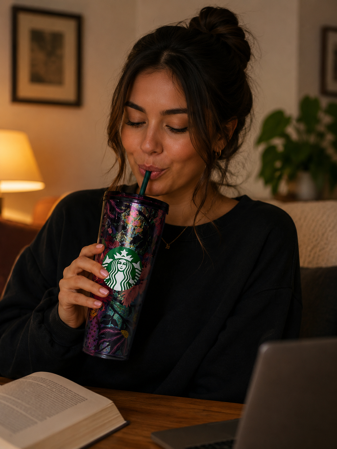 Starbucks Multicolor Floral Metallic Travel Cup size 24oz