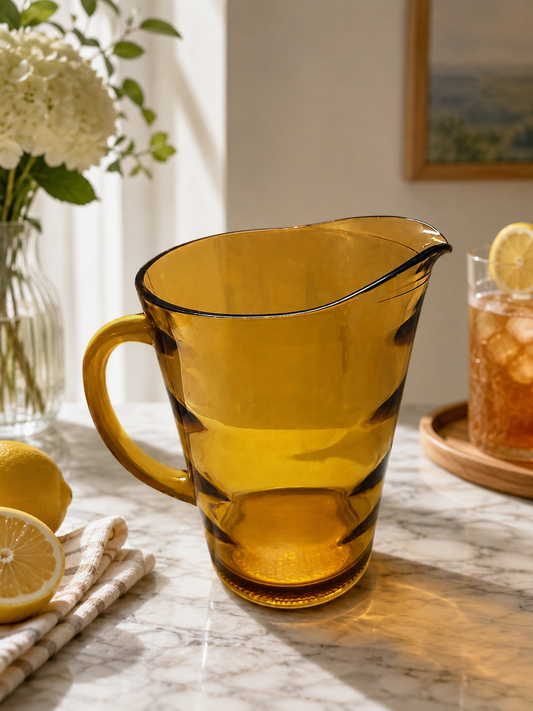 Vintage Amber Gold Glass Pitcher