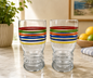 Libbey Rainbow Bright Striped Vintage Drinking Glasses (Set of 2)