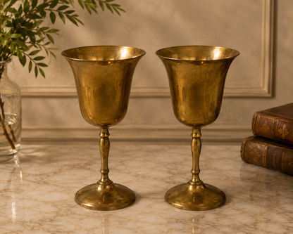 Vintage Brass Leonard EPNS Stemware set of 2