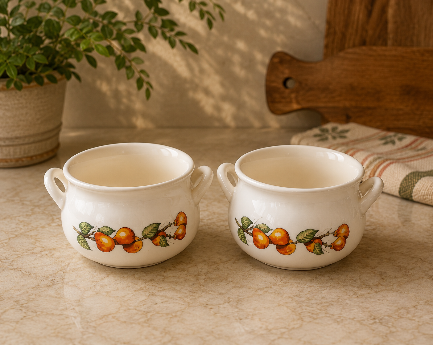 Lenox Orchard Pear Collection Double Handed Soup Bowls (Set of 2)