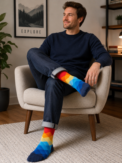 Rainbow Diamond Design socks