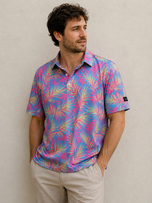 Sunday Swagger Pink Multicolored Polo Men’s size large