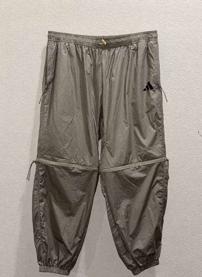 Adidas Nylon beige convertible zip off jogger pants