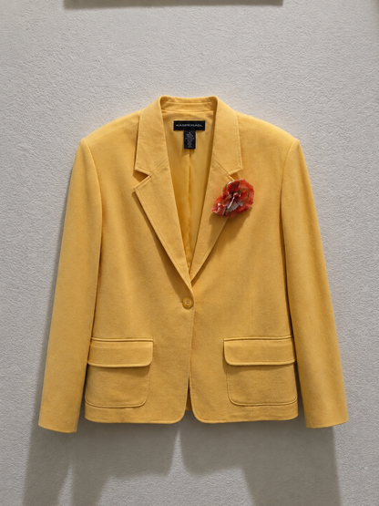 Yellow Blazer Women’s Jacket with Rose Brooch by Norton McNaughton