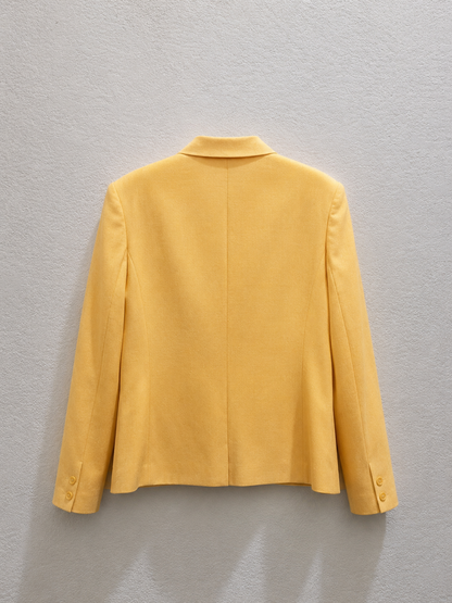 Yellow Blazer Women’s Jacket with Rose Brooch by Norton McNaughton