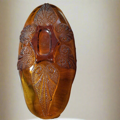 Vintage Anchor Hocking Amber Leaf Oral Glass Candy/Trinket Dish