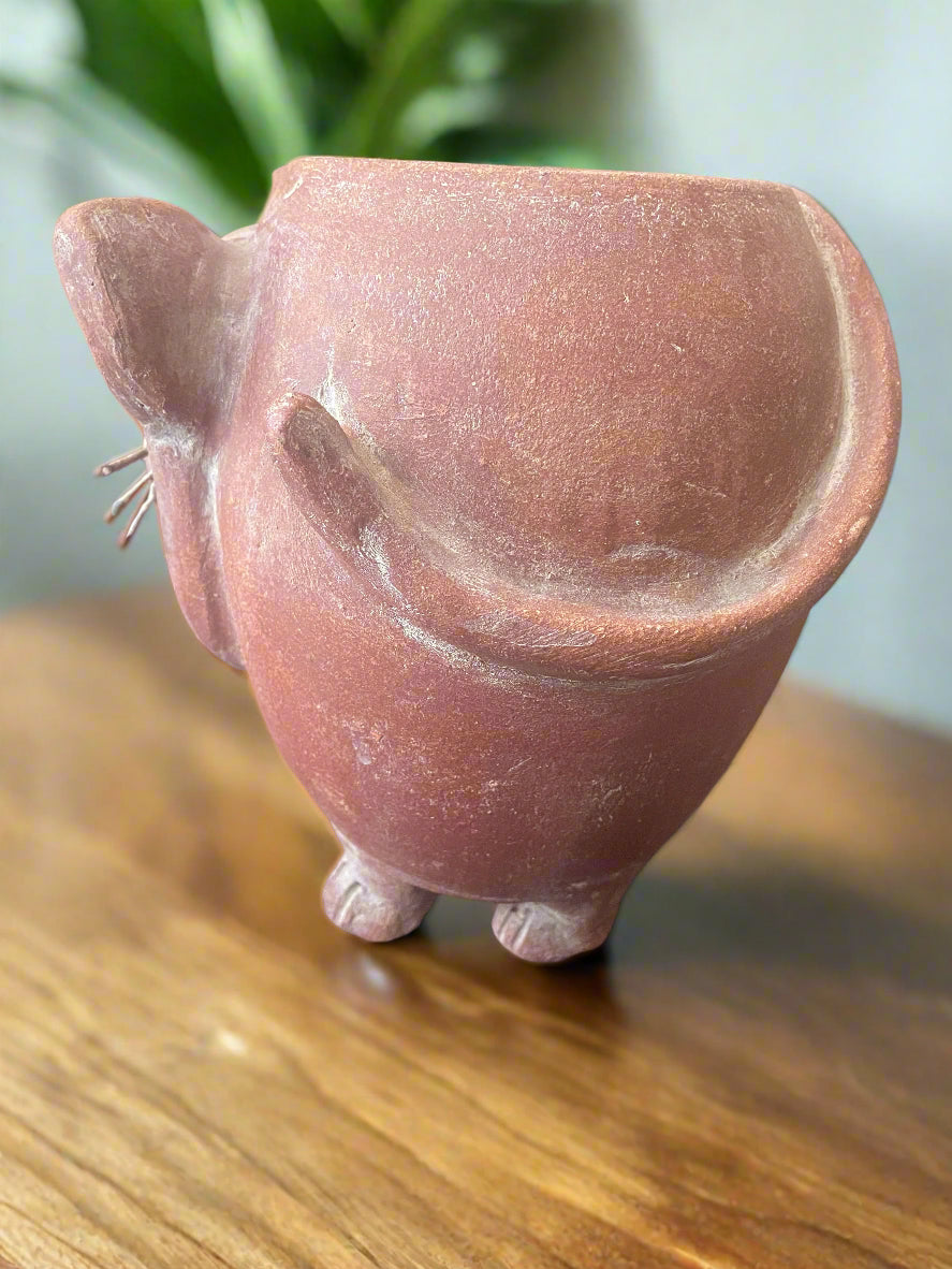 Hand-crafted Pottery Cat Planter