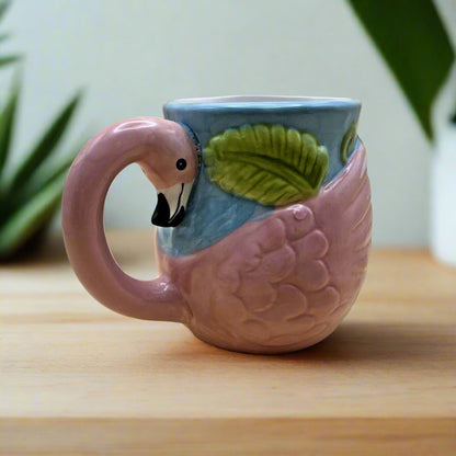 Pink Flamingo and Flower Mug