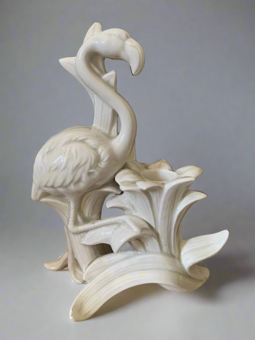 Porcelain White Flamingo Figurine