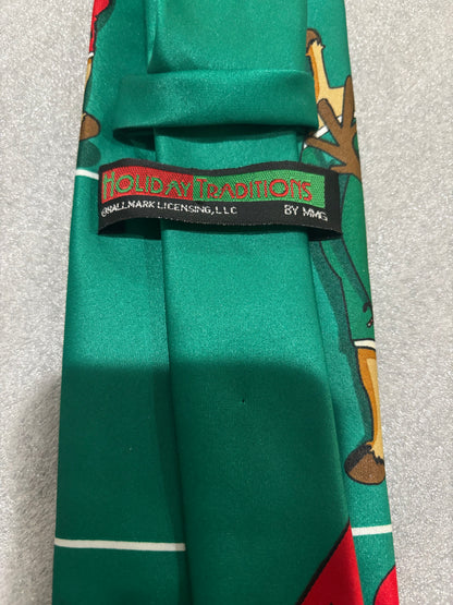 Holiday Traditions Santa Football Green Tie