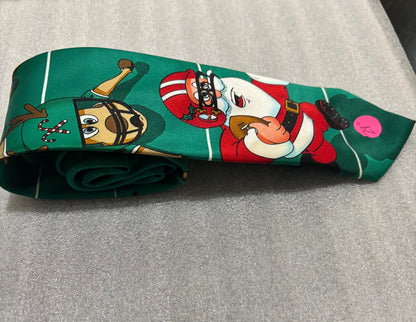 Holiday Traditions Santa Football Green Tie