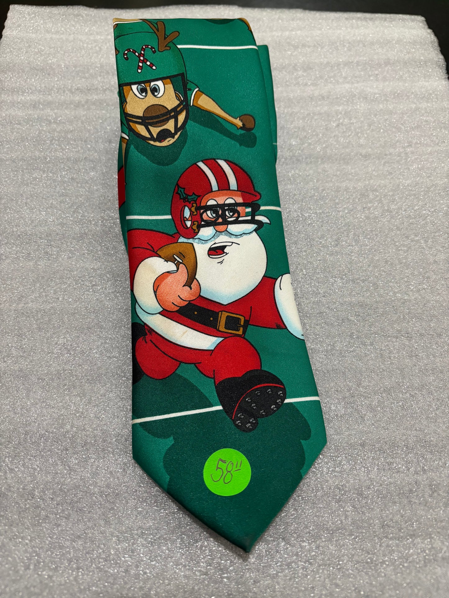 Holiday Traditions Santa Football Green Tie