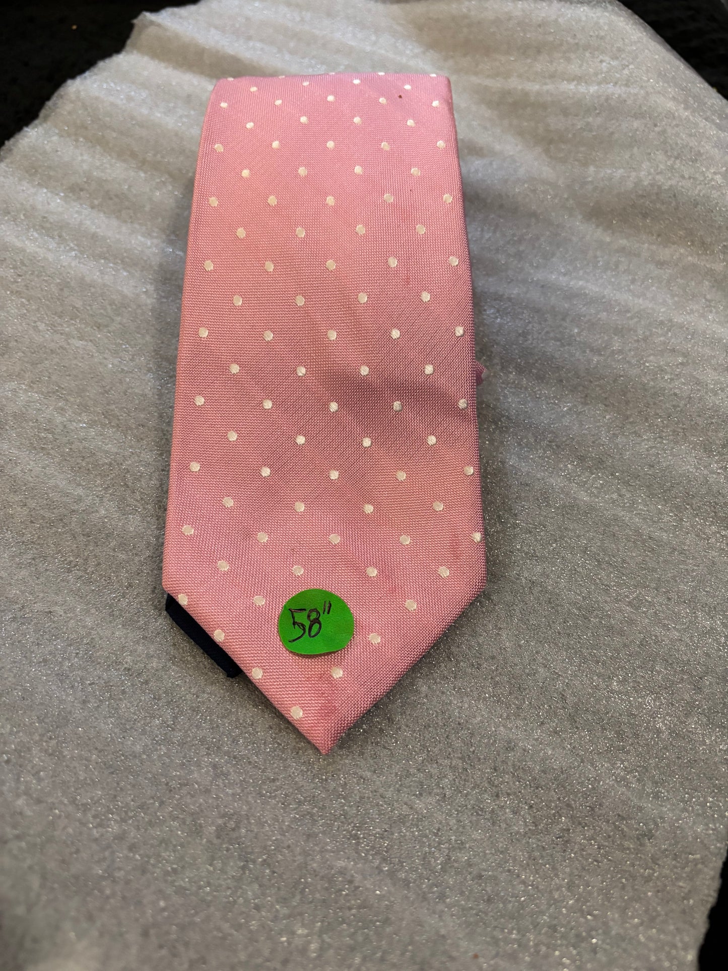 Tommy Hilfiger Pink and White Polka Dot 100% Silk Tie 58in