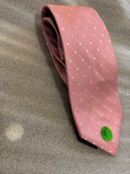 Tommy Hilfiger Pink and White Polka Dot 100% Silk Tie 58in