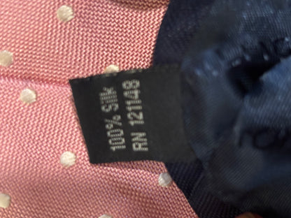 Tommy Hilfiger Pink and White Polka Dot 100% Silk Tie 58in