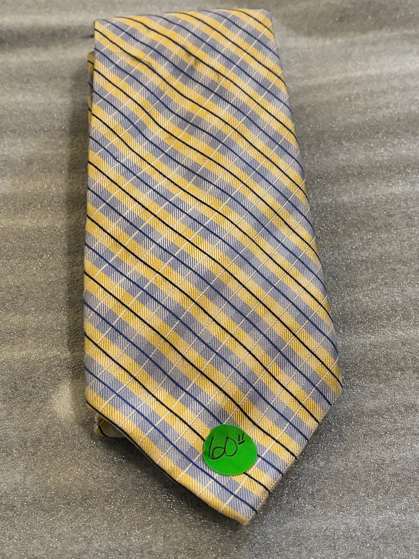 Nautica Yellow  with blue Striped 100% Silk Tie 60in