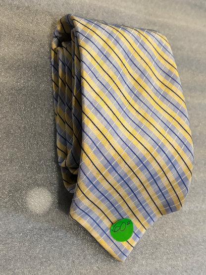 Nautica Yellow  with blue Striped 100% Silk Tie 60in
